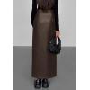 imagePRETTYGARDEN Womens Faux Leather Skirts 2025 Fall Fashion Bodycon High Waisted Slit Work Office Winter Maxi Long Pencil SkirtBrown