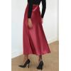 imagePRETTYGARDEN Womens Satin Skirts Dressy Casual 2025 Fall High Waisted Cocktail Wedding Flowy Elegant A Line Midi SkirtBean Paste Pink