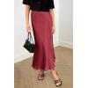 imagePRETTYGARDEN Womens Satin Skirts Dressy Casual 2025 Fall High Waisted Cocktail Wedding Flowy Elegant A Line Midi SkirtBean Paste Pink