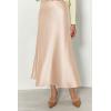 imagePRETTYGARDEN Womens Satin Skirts Dressy Casual 2025 Fall High Waisted Cocktail Wedding Flowy Elegant A Line Midi SkirtBeige