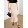 imagePRETTYGARDEN Womens Satin Skirts Dressy Casual 2025 Fall High Waisted Cocktail Wedding Flowy Elegant A Line Midi SkirtBeige