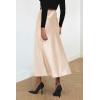 imagePRETTYGARDEN Womens Satin Skirts Dressy Casual 2025 Fall High Waisted Cocktail Wedding Flowy Elegant A Line Midi SkirtBeige