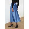 imagePRETTYGARDEN Womens Satin Skirts Dressy Casual 2025 Fall High Waisted Cocktail Wedding Flowy Elegant A Line Midi SkirtBlue