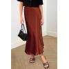 imagePRETTYGARDEN Womens Satin Skirts Dressy Casual 2025 Fall High Waisted Cocktail Wedding Flowy Elegant A Line Midi SkirtBrown