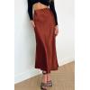 imagePRETTYGARDEN Womens Satin Skirts Dressy Casual 2025 Fall High Waisted Cocktail Wedding Flowy Elegant A Line Midi SkirtBrown