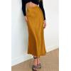imagePRETTYGARDEN Womens Satin Skirts Dressy Casual 2025 Fall High Waisted Cocktail Wedding Flowy Elegant A Line Midi SkirtBrown Yellow