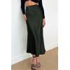 imagePRETTYGARDEN Womens Satin Skirts Dressy Casual 2025 Fall High Waisted Cocktail Wedding Flowy Elegant A Line Midi SkirtDark Army Green