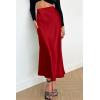 imagePRETTYGARDEN Womens Satin Skirts Dressy Casual 2025 Fall High Waisted Cocktail Wedding Flowy Elegant A Line Midi SkirtDark Red