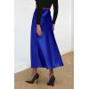 imagePRETTYGARDEN Womens Satin Skirts Dressy Casual 2025 Fall High Waisted Cocktail Wedding Flowy Elegant A Line Midi SkirtRoyal Blue