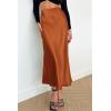 imagePRETTYGARDEN Womens Satin Skirts Dressy Casual 2025 Fall High Waisted Cocktail Wedding Flowy Elegant A Line Midi SkirtRust Red
