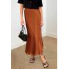 imagePRETTYGARDEN Womens Satin Skirts Dressy Casual 2025 Fall High Waisted Cocktail Wedding Flowy Elegant A Line Midi SkirtRust Red