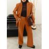 imagePRETTYGARDEN Womens Two Piece Outfits Dressy Blazer Jacket Wide Leg Pants 2025 Fall Business Casual Office Work Suit SetsBrown