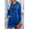 imagePRETTYGARDEN Womens Hooded Sweatshirt Fall Fashion Drawstring Lightweight Long Sleeve Pullover Hoodie DressBlue
