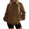 imagePRETTYGARDEN Womens Oversized Hoodies Fleece Sweatshirts Fall Fashion 2025 Long Sleeve Pullover Tops Y2k Winter ClothesBrown