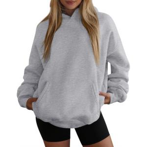 imagePRETTYGARDEN Womens Oversized Hoodies Fleece Sweatshirts Fall Fashion 2025 Long Sleeve Pullover Tops Y2k Winter ClothesGrey