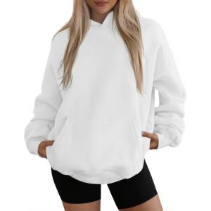imagePRETTYGARDEN Womens Oversized Hoodies Fleece Sweatshirts Fall Fashion 2025 Long Sleeve Pullover Tops Y2k Winter ClothesWhite