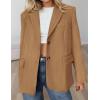 imagePRETTYGARDEN Blazers for Women Business Casual 2025 Fall Fashion Dressy Oversized Faux Suede Suit Jackets Work Office ClothesKhaki