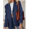 imagePRETTYGARDEN Blazers for Women Business Casual 2025 Fall Fashion Dressy Oversized Faux Suede Suit Jackets Work Office ClothesNavy Blue