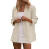 imagePRETTYGARDEN Blazers for Women Business Casual Outfits 2025 Fall Open Front Long Sleeve Suit Jackets Office Work ClothesBeige