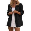 imagePRETTYGARDEN Blazers for Women Business Casual Outfits 2025 Fall Open Front Long Sleeve Suit Jackets Office Work ClothesBlack