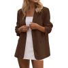 imagePRETTYGARDEN Blazers for Women Business Casual Outfits 2025 Fall Open Front Long Sleeve Suit Jackets Office Work ClothesBrown