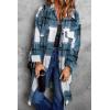 imagePRETTYGARDEN Jackets for Women 2025 Fall Plaid Shacket Long Sleeve Button Down Flannel Shirts Winter Coats Fashion ClothingBlue Green