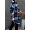 imagePRETTYGARDEN Jackets for Women 2025 Fall Plaid Shacket Long Sleeve Button Down Flannel Shirts Winter Coats Fashion ClothingDark Blue
