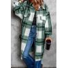 imagePRETTYGARDEN Jackets for Women 2025 Fall Plaid Shacket Long Sleeve Button Down Flannel Shirts Winter Coats Fashion ClothingGreen