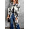 imagePRETTYGARDEN Jackets for Women 2025 Fall Plaid Shacket Long Sleeve Button Down Flannel Shirts Winter Coats Fashion ClothingGrey