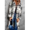 imagePRETTYGARDEN Jackets for Women 2025 Fall Plaid Shacket Long Sleeve Button Down Flannel Shirts Winter Coats Fashion ClothingGrey