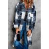 imagePRETTYGARDEN Jackets for Women 2025 Fall Plaid Shacket Long Sleeve Button Down Flannel Shirts Winter Coats Fashion ClothingNavy