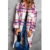 imagePRETTYGARDEN Jackets for Women 2025 Fall Plaid Shacket Long Sleeve Button Down Flannel Shirts Winter Coats Fashion ClothingPink