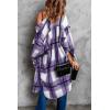 imagePRETTYGARDEN Jackets for Women 2025 Fall Plaid Shacket Long Sleeve Button Down Flannel Shirts Winter Coats Fashion ClothingPurple