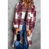 imagePRETTYGARDEN Jackets for Women 2025 Fall Plaid Shacket Long Sleeve Button Down Flannel Shirts Winter Coats Fashion ClothingRed