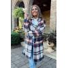 imagePRETTYGARDEN Women Plaid Shacket Jacket Trendy Fall Casual Button Wool Blend Tartan Trench Coat Winter Clothing with PocketsBrown