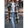 imagePRETTYGARDEN Women Plaid Shacket Jacket Trendy Fall Casual Button Wool Blend Tartan Trench Coat Winter Clothing with PocketsGrey