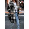 imagePRETTYGARDEN Women Plaid Shacket Jacket Trendy Fall Casual Button Wool Blend Tartan Trench Coat Winter Clothing with PocketsGrey
