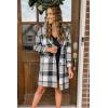 imagePRETTYGARDEN Women Plaid Shacket Jacket Trendy Fall Casual Button Wool Blend Tartan Trench Coat Winter Clothing with PocketsGrey