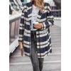 imagePRETTYGARDEN Women Plaid Shacket Jacket Trendy Fall Casual Button Wool Blend Tartan Trench Coat Winter Clothing with PocketsNavy White