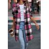 imagePRETTYGARDEN Women Plaid Shacket Jacket Trendy Fall Casual Button Wool Blend Tartan Trench Coat Winter Clothing with PocketsRose Red
