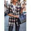 imagePRETTYGARDEN Women Plaid Shacket Jacket Trendy Fall Casual Button Wool Blend Tartan Trench Coat Winter Clothing with PocketsShort Style Brown