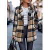 imagePRETTYGARDEN Women Plaid Shacket Jacket Trendy Fall Casual Button Wool Blend Tartan Trench Coat Winter Clothing with PocketsShort Style Khaki