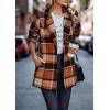 imagePRETTYGARDEN Women Plaid Shacket Jacket Trendy Fall Casual Button Wool Blend Tartan Trench Coat Winter Clothing with PocketsShort Style Orange