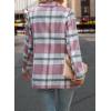imagePRETTYGARDEN Women Plaid Shacket Jacket Trendy Fall Casual Button Wool Blend Tartan Trench Coat Winter Clothing with PocketsShort Style Pink White
