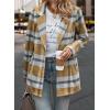 imagePRETTYGARDEN Women Plaid Shacket Jacket Trendy Fall Casual Button Wool Blend Tartan Trench Coat Winter Clothing with PocketsShort Style Yellow Plaid