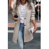 imagePRETTYGARDEN Women Plaid Shacket Jacket Trendy Fall Casual Button Wool Blend Tartan Trench Coat Winter Clothing with PocketsSolid Apricot