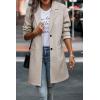 imagePRETTYGARDEN Women Plaid Shacket Jacket Trendy Fall Casual Button Wool Blend Tartan Trench Coat Winter Clothing with PocketsSolid Apricot
