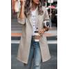 imagePRETTYGARDEN Women Plaid Shacket Jacket Trendy Fall Casual Button Wool Blend Tartan Trench Coat Winter Clothing with PocketsSolid Apricot