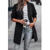 imagePRETTYGARDEN Women Plaid Shacket Jacket Trendy Fall Casual Button Wool Blend Tartan Trench Coat Winter Clothing with PocketsSolid Black