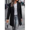 imagePRETTYGARDEN Women Plaid Shacket Jacket Trendy Fall Casual Button Wool Blend Tartan Trench Coat Winter Clothing with PocketsSolid Black